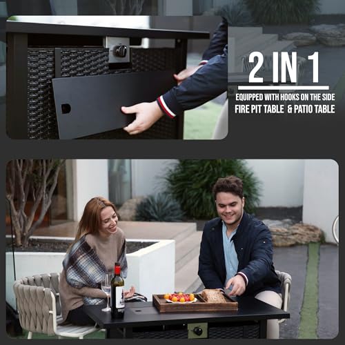 NIGOME Propane Fire Pit Table – Rectangle 43 Inch Outdoor Firepit for Patio, Balcony, and Garden – Versatile Gas Fire Pit with Lava Rock & Table Lid