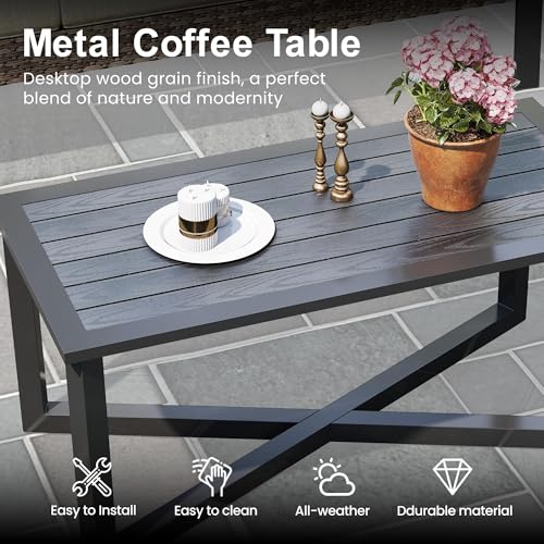 Green4ever Patio Sofa, 2 Pieces Patio Furniture Set with Coffee Table, Wicker Outdoor Furniture with Cushions, Outdoor Couch Set for Porch, Outside Couch for Pool, Deck, Garden, Backyard, Beige