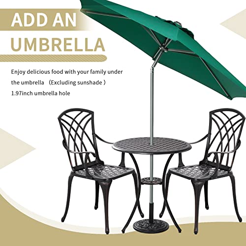 Withniture 3 Piece Patio Bistro Set Outdoor Bistro Table Set Anti Rust Bistro Table and Chairs w/Umbrella Hole, Durable Patio Set for Porch, Balcony