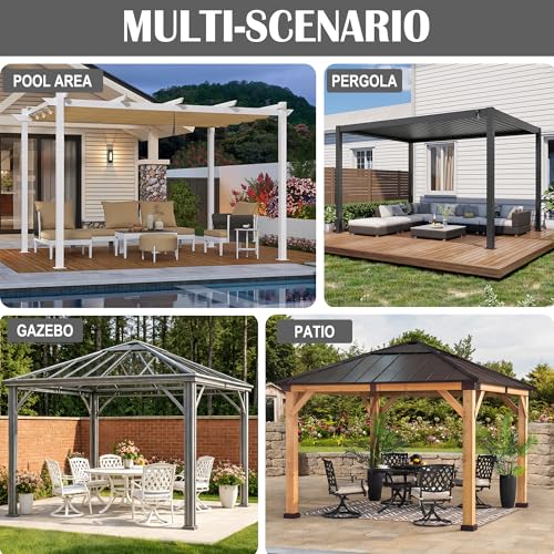 Gazebo Privacy Curtains with Zipper 4-Panels Side Wall Universal Replacement for Patio, Outdoor Canopy, Garden and Backyard (Curtain Only) (Khaki, 10'x12')