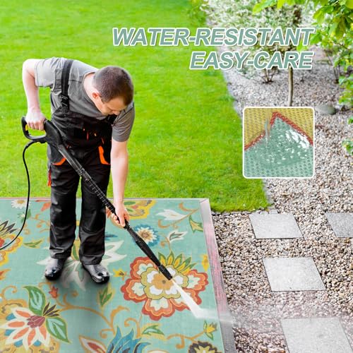 Lahome Floral Indoor Outdoor Rugs, 6x9ft Non Slip Outdoor Patio Rug for Balcony Deck, Soft Outdoor Area Rug for Camping PicnicBackyard, RV Outdoor Rugs for Living Room Dining Bedroom,Multi