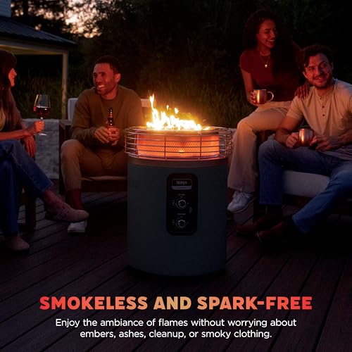 Ninja Fireside360™ Outdoor Heater & Fire Pit | 3 Modes: Flame, Heat, Flame & Heat | Portable for Patio, Deck, Camping | Easy Control Smokeless Flames | Push to Start Ignition | Charcoal | OF101AMZ