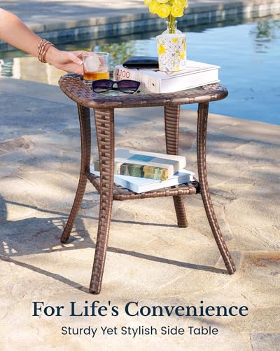 HILLGA 5-Piece Luxury Patio Furniture Set with 6" Thick Cushions, Weather-Resistant Wicker High Back Swivel Rocker Chairs, Senior-Friendly Conversation Set for Small Porch, Deck and Sunroom, Beige(V2)