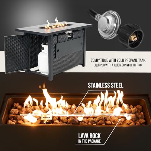 NIGOME Propane Fire Pit Table – Rectangle 43 Inch Outdoor Firepit for Patio, Balcony, and Garden – Versatile Gas Fire Pit with Lava Rock & Table Lid