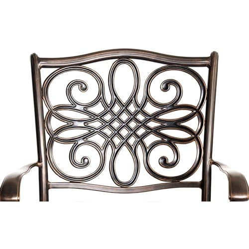 Hanover Traditions 9-Piece Rust Resistant Aluminum Outdoor Patio Dining Set with Blue Cushions, Swivel Rockers and Aluminum Square Dining Table, Outdoor Dining Set For 8