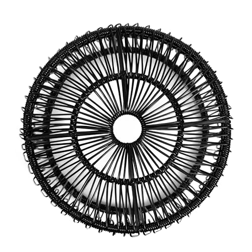 Furniture of America Ysar Boho Rattan Round Coffee Table Outdoor with Metal Frame, All-Weather and Rust Resistant, Handcrafted Coastal Furniture for Patio, Poolside, Garden, Yard, Black