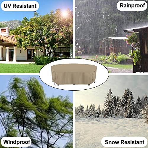 OutdoorLines Waterproof Curved Outdoor Sectional Cover - UV Resistant Windproof Patio Sectional Sofa Covers for Deck, Lawn and Backyard, Heavy Duty Furniture Covers (120Lx36Dx38Hx82FL, Camel)