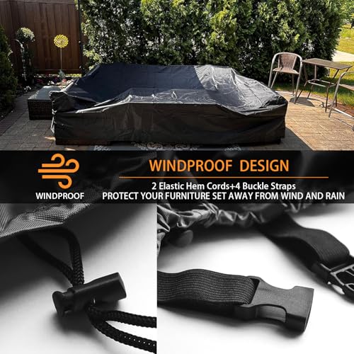 CKCLUU Patio Furniture Set Cover Outdoor Sectional Sofa Set Covers Outdoor Table and Chair Set Covers Water Resistant Large 315cm L x 160 cm W x 74 cm H