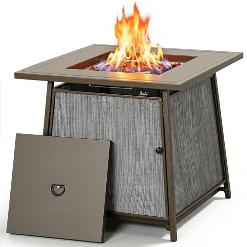 BALI OUTDOORS 50,000 BTU Propane Fire Pit Outdoor, 28 inch Propane Fire Pit Table Square, Gas Firepits for Outside Patio, Garden, Backyard