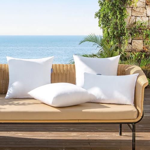 MIULEE Pack of 4 18x18 Outdoor Pillow Inserts, Water-Resistant Throw Pillow Inserts Decorative Premium Square Pillow Stuffer Sham for Porch Swing Couch Sofa Cushion Patio Furniture