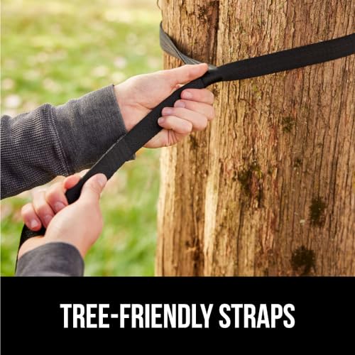 GORILLA GRIP Durable Camping Hammock with Heavy Duty Tree Straps, Portable Hammocks for Outside, Easy to Use Travel Swing Chair, Outdoor Camper Hiker Essentials, Backpacking Gear Gifts, Double, Blue