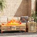 LYNSLIM Outdoor Fire Pit Table with Tank Table, CSA Certifed 60,000 BTU Stainless Steel Burner, Rattan Rectangular Propane Patio Firepit Table for Outside with Exterior, Porch, Backyard or Garden