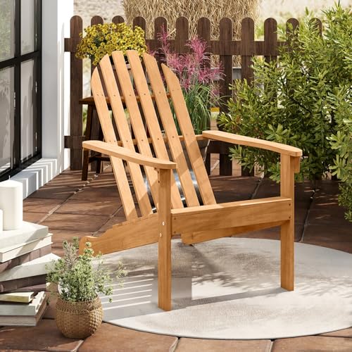 Giantex Adirondack Chair Set of 2 Acacia Wood Outdoor Chairs with 350 lbs Weight Capacity, Lounge Chair Armchair for Yard, Patio, Garden, Poolside, Balcony, Deck Fire Pit Chairs, Natural