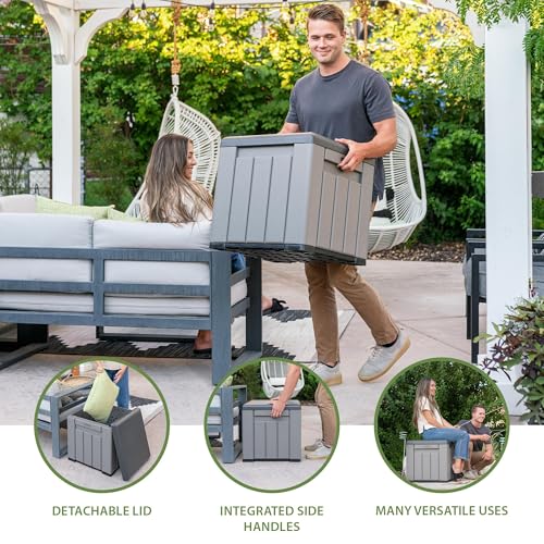 LIFETIME Outdoor Storage Cube Deck Box for Package Delivery, Patio Furniture Cushions, Garden Tools, Pool Accessories, 25 Gallon