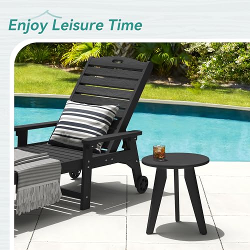 Homenjoy HDPS Outdoor Side Table, Small Round Side Table Weather-Resistant, Outdoor Side Tables for Patio, Porch, Deck, End Table for Plant Stand, Living Room, Bedroom, Black