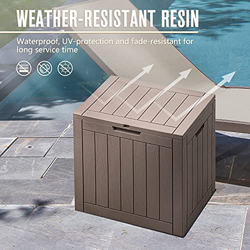 Devoko 31 Gallon Lightweight Resin Deck Box Waterproof Lockable Storage Container for Patio Furniture Accessories