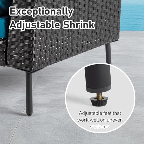 VINGLI 6-Piece Patio Furniture Set, All-Weather Wicker Outdoor Sectional Sofa with Thick Cushions, Hand-Woven Rattan Conversation Set for Garden & Backyard (Black)