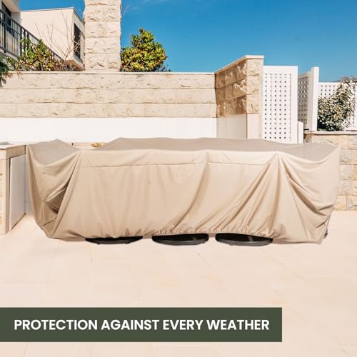 Hanover Outdoor Large Rectangle Furniture Cover for 9-Piece Dining Set, Waterproof, Weatherproof, 130" L x 106.3" W x 29.52" H