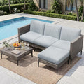 Jocoevol 5 Pieces Outdoor Patio Conversation Set – Rattan L-Shaped Corner Sofa Comfortable Thickening Cushions for Garden, Balcony,Weatherproof Waterproof UV Resistance