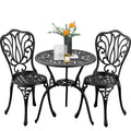 ZOTORUN 3-Piece Outdoor Bistro Set Cast Aluminum Patio bar Set with Umbrella Hole, Balcony, Backyard(Black, Butterfly)