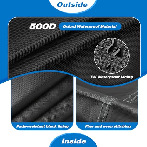 Kingling Deck Box Cover, Outdoor Storage Box Cover for Keter 165 Gallon Deck Box, Waterproof Outside Storage Bench Deck Boxes Covers Black (62" L x 30" W x 28" H inch)
