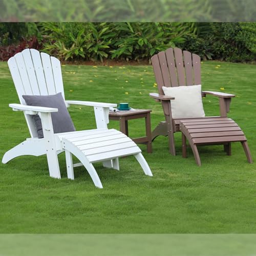 Psilvam Adirondack Chair, Oversized Poly Lumber Fire Pit Chair with Cup Holder, 350Lbs Support Patio Chairs for Garden, Weather Resistant Outdoors Seating, Relaxing Gift for Father & Mother (4, Brown)