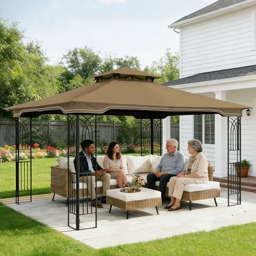 SCOCANOPY Replacement Gazebo Canopy Compatible with 10 x 12 Regency II Patio Gazebo Model L-GZ798PST,A101004104,A101004105 (Beige)