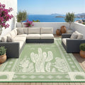 Garvee Reversible Cactus Outdoor Rug 8x10 for Patio, Waterproof Outdoor Area Rug, Modern Desert Botanical Indoor Outdoor Rugs, Plastic Straw Rug for RV, Camping, Deck, Sage Green & Beige