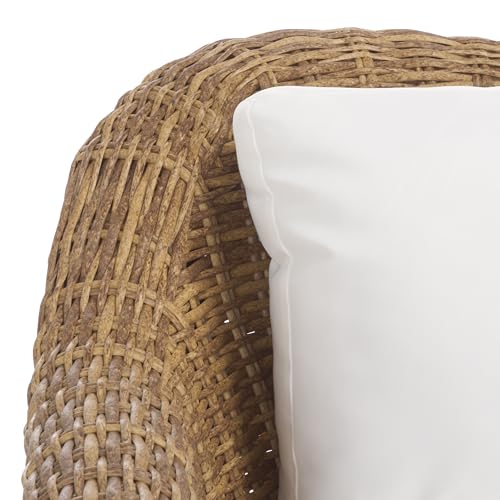 SAFAVIEH Couture Outdoor Collection Melbourne Natural/White Cushion Wicker Sofa