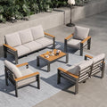 Aoxun Patio Furniture Set, 7 Piece Aluminum Patio Sets with 5" Thicken & Washable Cushion, Waterproof Outdoor Furniture with Coffee Table, Outdoor Couch Sectional for Backyard, Porch and Garden