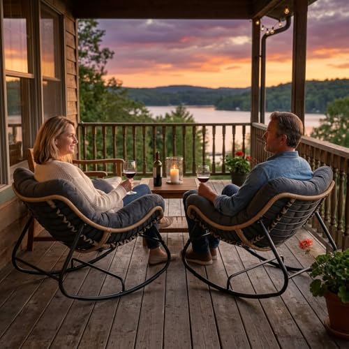 Aoitun Ergonomic Outdoor Racking Chair - All-Weather HDPE Patio Rocking Chair for Front Porch, 300 LBS Capacity
