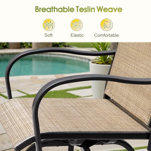 Devoko Patio Bar Stools Set of 2 All-Weather Outdoor Patio Furniture Set Counter Height Tall Patio Swivel Chairs for Bistro, Lawn, Garden, Backyard