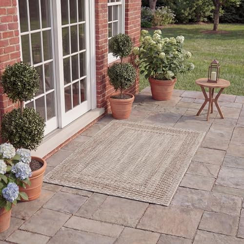 SAFAVIEH Courtyard Collection 2' x 3'7" Beige/Brown CY8477 Indoor/ Outdoor Waterproof Easy Cleaning Patio Backyard Mudroom Accent Rug