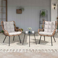 LAUSAINT HOME 3 Piece Outdoor Bistro Set, Small Patio Furniture Set with Coffee Table and Thick Cushions, Front Porch Furniture for Lawn, Garden, Balcony, Poolside, White