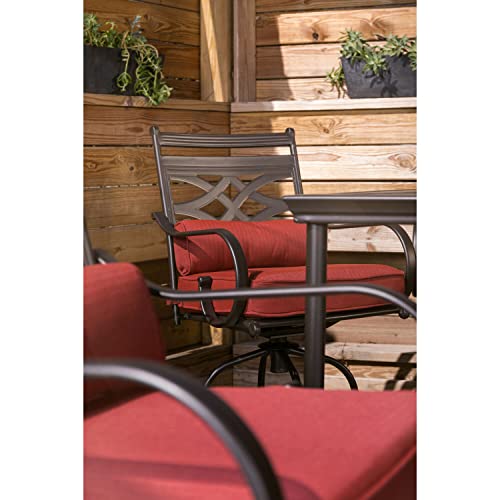 Hanover Chili Red Set of 2 Replacement Accent Montclair High Bar Chairs, Weather-Resistant Seat Cushions and Lumbar Pillows for Outdoor Dining Set, 2pc