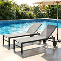 SUNLEI Patio Lounge Chair Outdoor Set of 2, Outdoor Chaise Lounge w/5-Position Adjustable Backrest & All Weather, Pool Lounge Chairs for Pool Beach Deck (Light Grey, 2 Pieces)