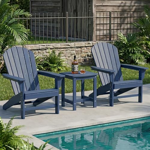 Y&M Outdoor Side Table, HIPS Adirondack Small Single Table, Waterproof Square Outside Table, Balcony Modern End Tables for Patio, Pool, Beach, Porch, Deck, Indoor or Outdoor Use, Navy Blue