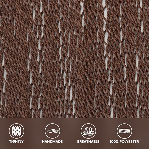 Lazy Daze Hammocks 13 FT Extra Large 2+ Person Caribbean Rope Hammock, Hand Woven Polyester XL Hammock with Spreader Bars, for Outside Outdoor Backyard Patio Poolside, 500 LBS Capacity, Brown