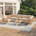 EROMMY 7 Pieces Patio Sectional Furniture Set, Aluminum Frame Outdoor Conversation Set with Single seat, 6" Thick Cushions & Coffee Table, All-Weather Sofa for Poolside, Deck & Backyard, Beige