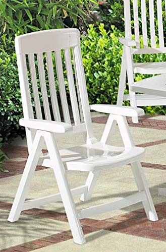 KETTLER Sieger White Resin Lawn Chair, Premium German Made Folding Armchair, Outdoor Patio Furniture 4-Position Folding Chair