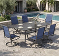 Sophia & William Outdoor Dining Set Patio Dining Set for 6 Outdoor Table and Chairs 7 Pieces Outdoor Patio Set with Swivel Patio Chairs 60"x 38" Metal Table for Garden Pool All Weather Blue