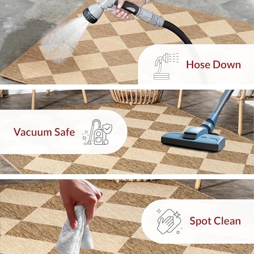 nuLOOM Outdoor Performance Collection Sabina Trellis Brown/Ivory, 8' x 10', Soft and Cozy, High Traffic, Stain Resistant, Easy Clean, Durable Area Rug for Indoor/Outdoor Patio, Deck, Porch, Garden