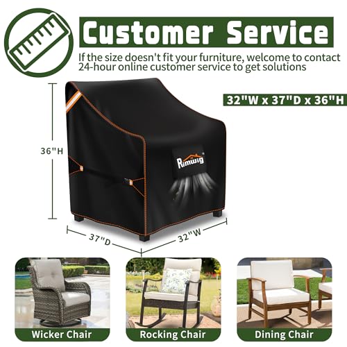 Rimwig Patio Chair Covers 2 Pack, Waterproof Outdoor Furniture Covers, Heavy Duty Wicker Swivel Chair Covers for Garden Lawn 32" W x 37" D x 36" H