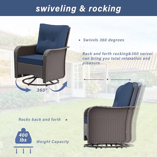 ASJMR 11 Pieces Patio Furniture Set with 2 Swivel Chairs Patio Furniture Outdoor Sectional Sofas with 55000 Gas Fire Pit Patio Conversation Set w/7 Cushions