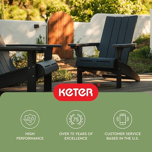 Keter Modern Adirondack Chair – Made in the USA, Weather‑Resistant Resin Outdoor Patio Chair, Sleek Contemporary Design, Durable All‑Weather Seating for Deck, Lawn & Backyard – Graphite