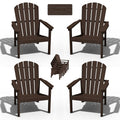 nevilywood Compact Stackable Adirondack Chairs Set of 4, 26.3" Wide HDPE Outdoor Patio Chairs - Durable, Space-Saving Design for Porch, Lawn or Garden, Coffee