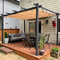 PURPLE LEAF 10' X 13' Outdoor Retractable Pergola with Sun Shade Canopy Patio Metal Shelter for Garden Porch Beach Pavilion Grill Gazebo Modern Yard Grape Trellis Pergola, Beige