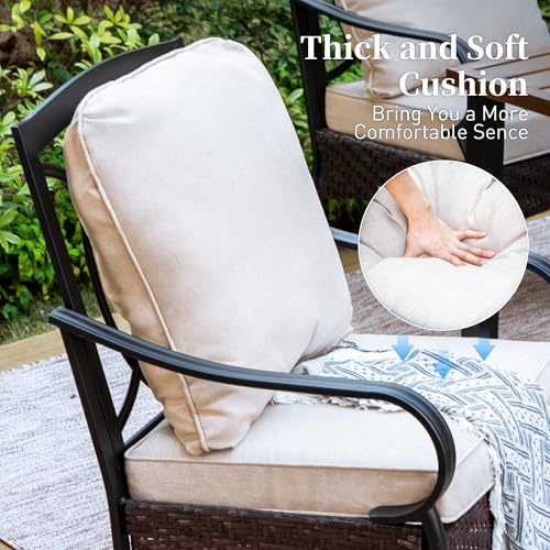 SUNSHINE VALLEY 7 Piece Patio Dining Sets for 6, Outdoor Table and Chairs with Cushioned Wicker Swivel & Leg Patio Dining Chairs & Wood-Like Dining Table, Outdoor Dining Sets for Lawn Garden Backyard