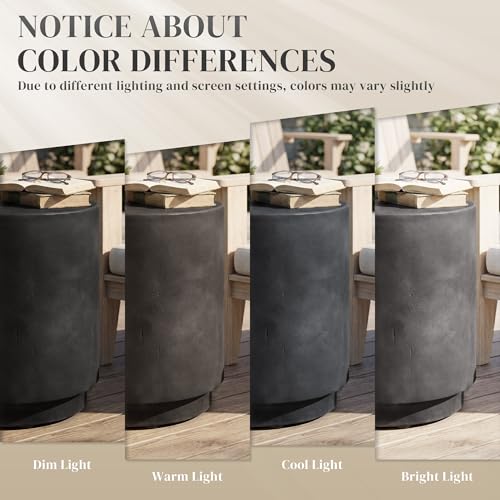 HOMCOM Outdoor Side Table, Round Small End Table with Concrete Finish for Indoor, Patio, Backyard, Pool, Porch, Garden, Lawn, Dark Gray