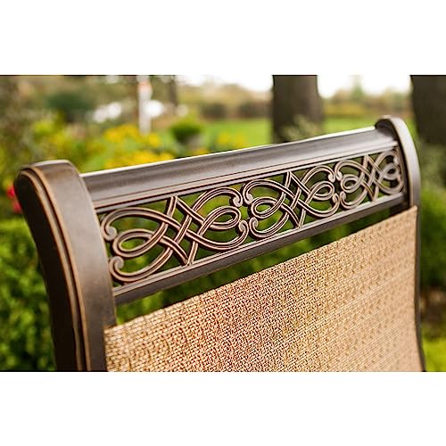 Hanover Manor 5-Piece Outdoor Dining Set with 4 PVC Sling Dining Chairs and Aluminum 48" Round Dining Table, Rust-Resistant Aluminum, All-Weather Patio Dining Set for 4